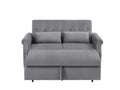 Artemax 55'' Modern Shiny Velvet Convertible Loveseat Sleeper Sofa Couch W 2 Lumbar Pillows, Adjustable Pull Out Bed And Removable Armrest For Nursery, Living Room, Apartment, Home Office Gray Foam Velvet