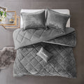 Velvet Comforter Set King Grey Polyester