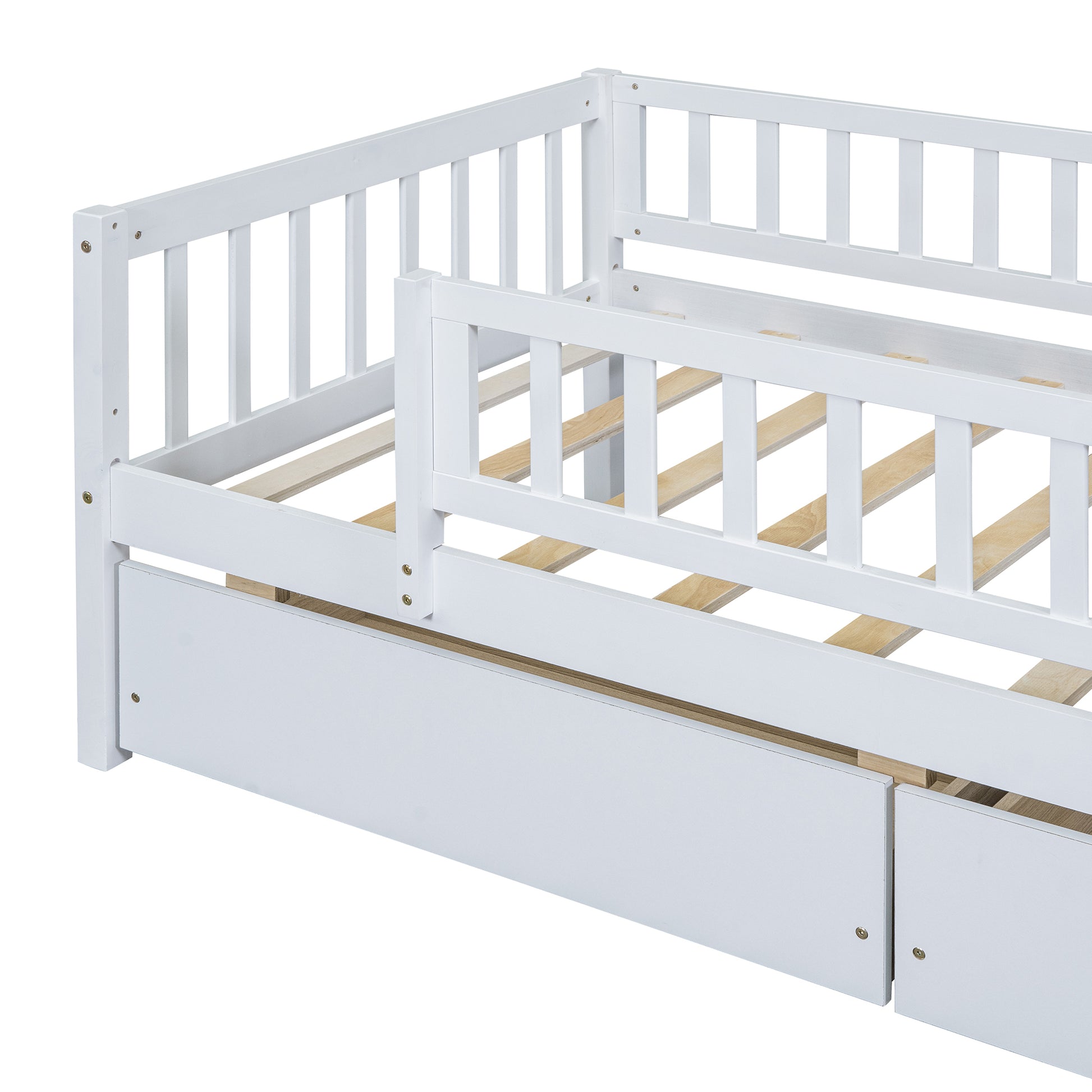 Twin Size Daybed Wood Bed With Two Drawerswhite Twin White Solid Wood