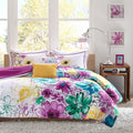 Floral Comforter Set Full Blue Polyester