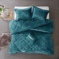 Velvet Comforter Set King Teal Polyester