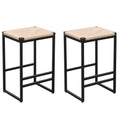 Set Of 2 Backless Bar Stools For Kitchen Counter Paper Rope Woven Dining Chairs For Home & Kitchen Paper Rope Backless Natural Metal