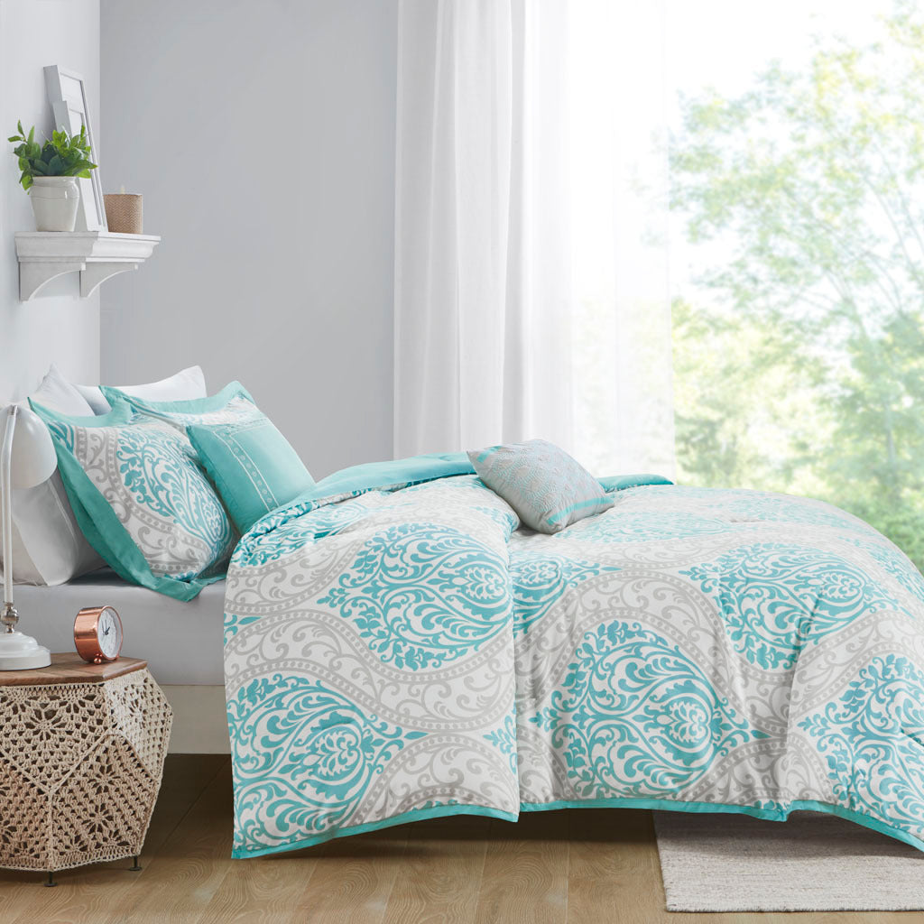 Comforter Set Full Aqua Polyester