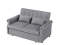 Artemax 55'' Modern Shiny Velvet Convertible Loveseat Sleeper Sofa Couch W 2 Lumbar Pillows, Adjustable Pull Out Bed And Removable Armrest For Nursery, Living Room, Apartment, Home Office Gray Foam Velvet