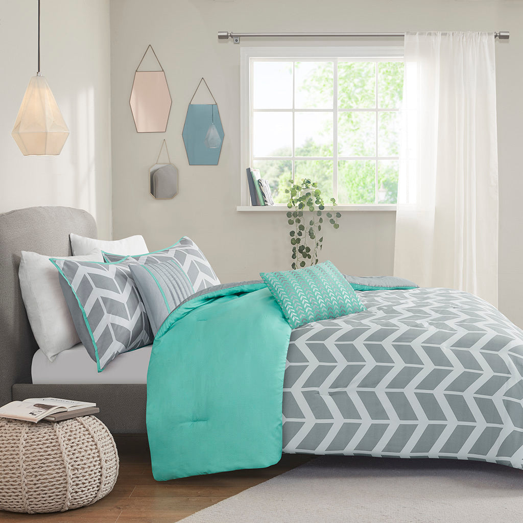 Comforter Set Twin Aqua Polyester