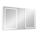 50X30 Inch Led Bathroom Medicine Cabinet Surface Mount Double Door Lighted Medicine Cabinet, Medicine Cabinets For Bathroom With Mirror Defogging, Dimmer White White Aluminium