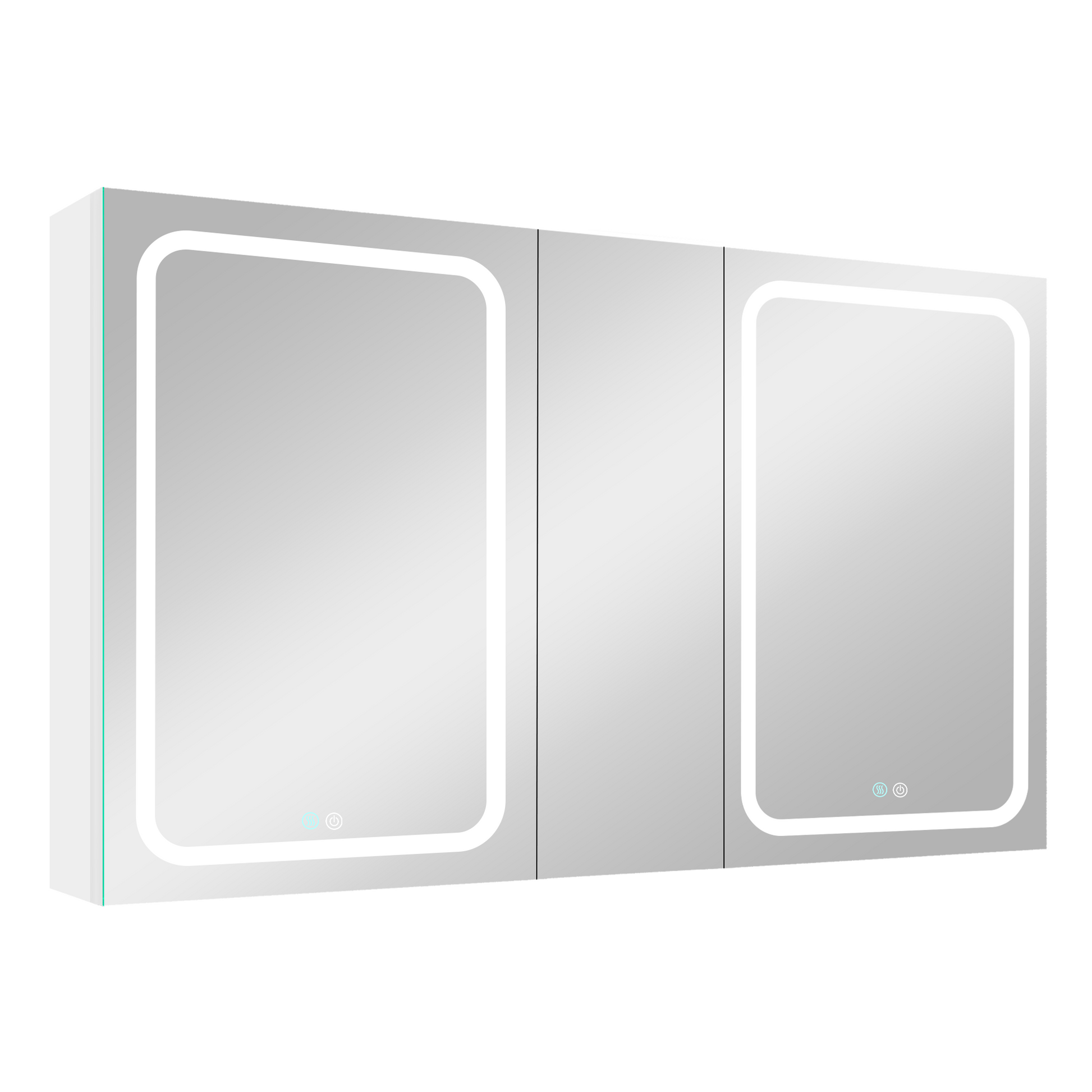 50X30 Inch Led Bathroom Medicine Cabinet Surface Mount Double Door Lighted Medicine Cabinet, Medicine Cabinets For Bathroom With Mirror Defogging, Dimmer White White Aluminium