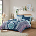 Boho Comforter Set With Bed Sheets Twin Xl Navy Polyester