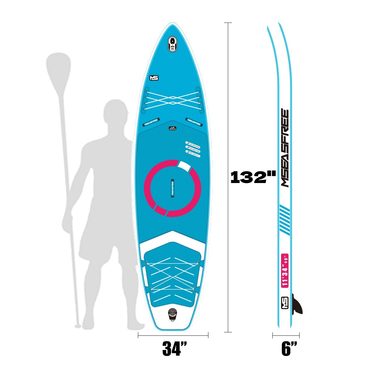 Inflatable Stand Up Paddle Board 11'X34"X6" With Accessories Water Sports Blue Anti Slip Garden & Outdoor American Design,Beach Multifunctional Pvc