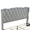 Upholstered Platform Bed With Tufted Headboard And 3 Drawers, No Box Spring Needed, Velvet Fabric, Queen Size Gray Gray Upholstered