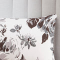 Floral Print Comforter Set Full White Black Polyester