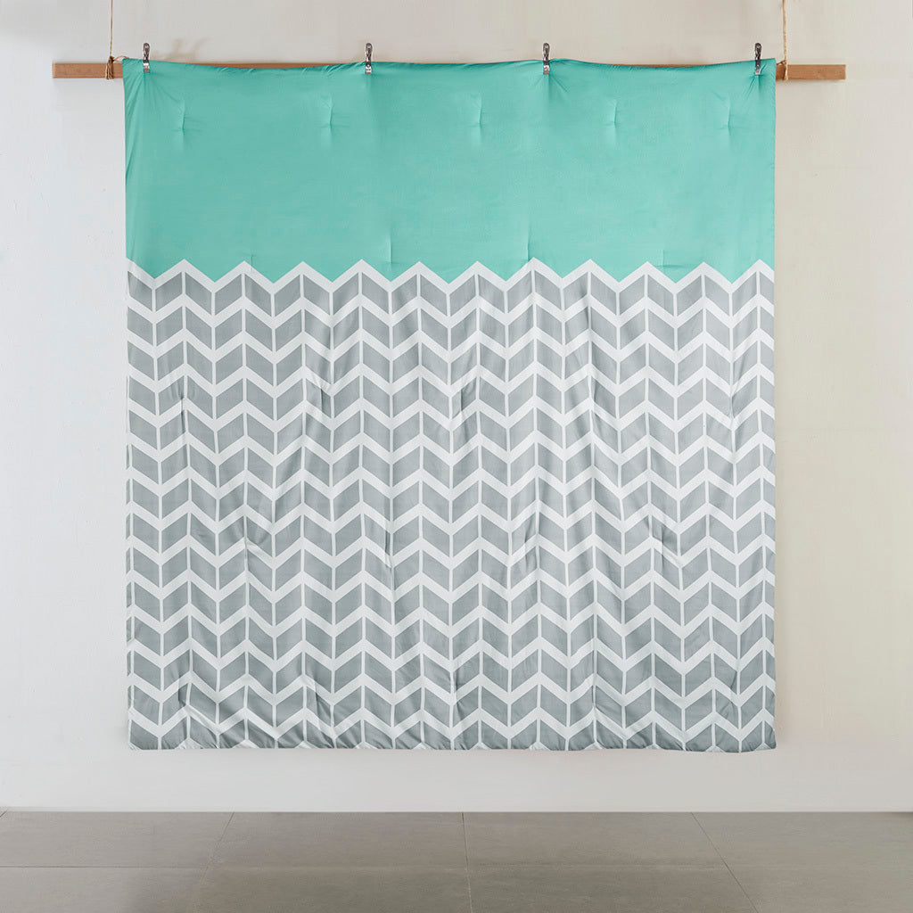 Comforter Set Full Aqua Polyester