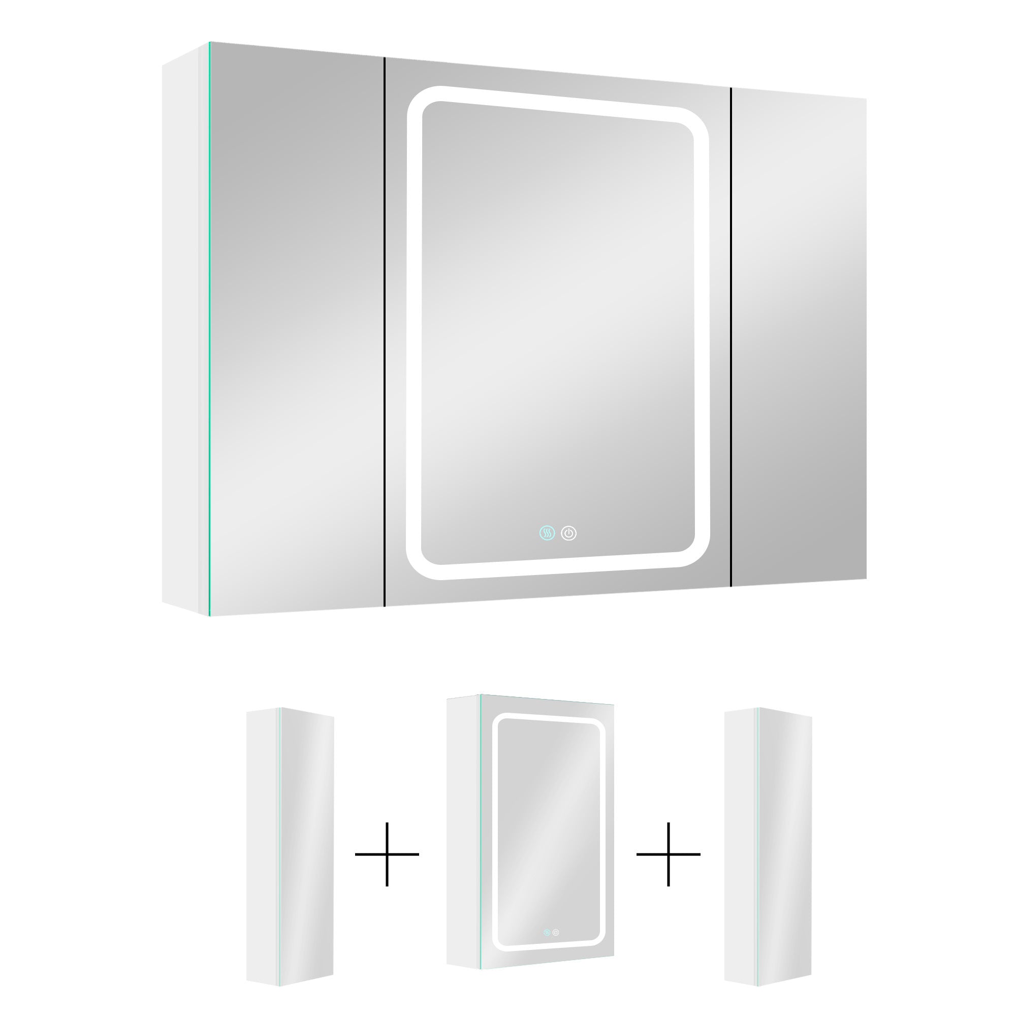 40x30 Inch LED Bathroom Medicine Cabinet Surface Mount white-aluminium