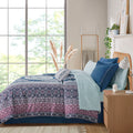 Boho Comforter Set With Bed Sheets Twin Xl Navy Polyester