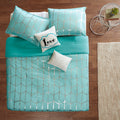 Metallic Printed Comforter Set Full Aqua Silver Polyester