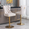 Thick Golden Swivel Velvet Barstools Adjusatble Seat Height From 27 35 Inch, Modern Upholstered Bar Stools With Backs Comfortable Tufted For Home Pub And Kitchen Island Beige,Set Of 2 Beige Dining Room American Design Bar Stools Rubberwood Set Of 2 Foam