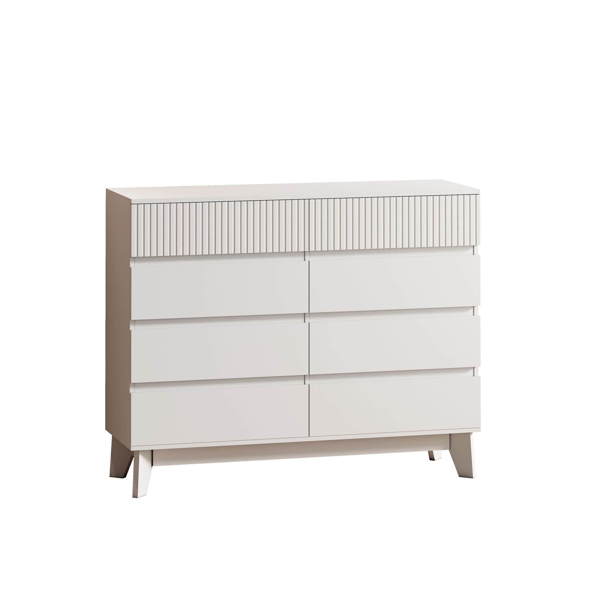 8 Drawer Storage Cabinet With Decorative Finish,For Bedroom,Living Room,Dining Room,Hallways,Easy Assembly White Mdf