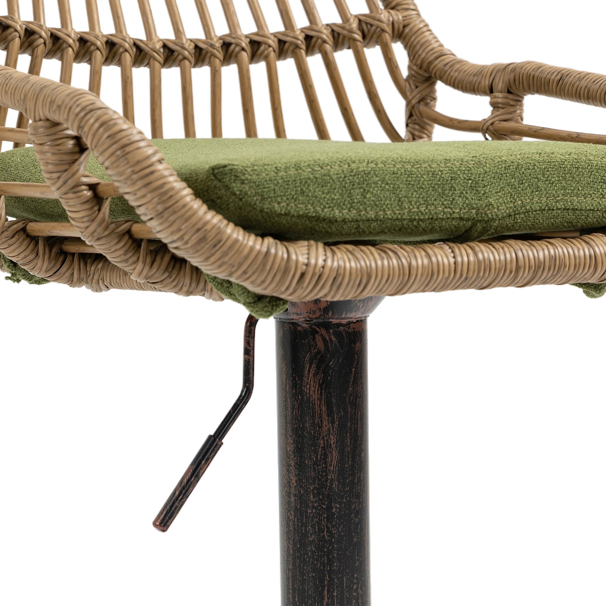 Coolmore Swivel Bar Stools Set Of 2 Adjustable Counter Height Chairs With Footrest For Kitchen, Dining Room 2Pc Set Green Polyester