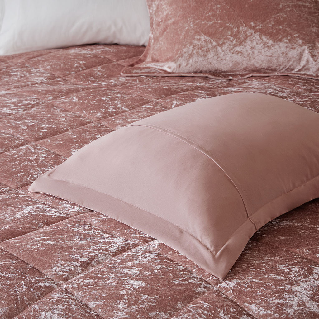 Velvet Duvet Cover Set King Blush Polyester