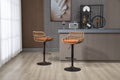Coolmore Swivel Bar Stools Set Of 2 Adjustable Counter Height Chairs With Footrest For Kitchen, Dining Room 2Pc Set Orange Polyester
