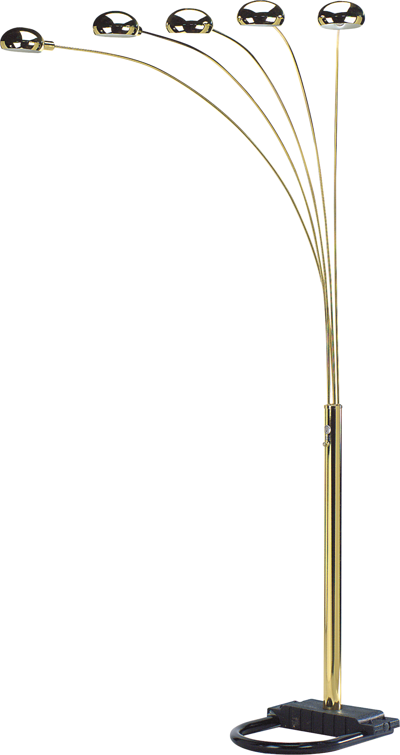 84"H Gold 5 Head Cap Style Floor Lamp 1Pc Ctn 2.24 33.97 Gold Metal