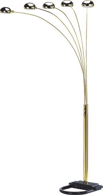 84"H Gold 5 Head Cap Style Floor Lamp 1Pc Ctn 2.24 33.97 Gold Metal