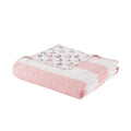 Cotton Cabana Stripe Reversible Quilt Set With Rainbow Reverse Full Pink Cotton