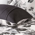 Floral Print Duvet Cover Set King White Black Microfiber