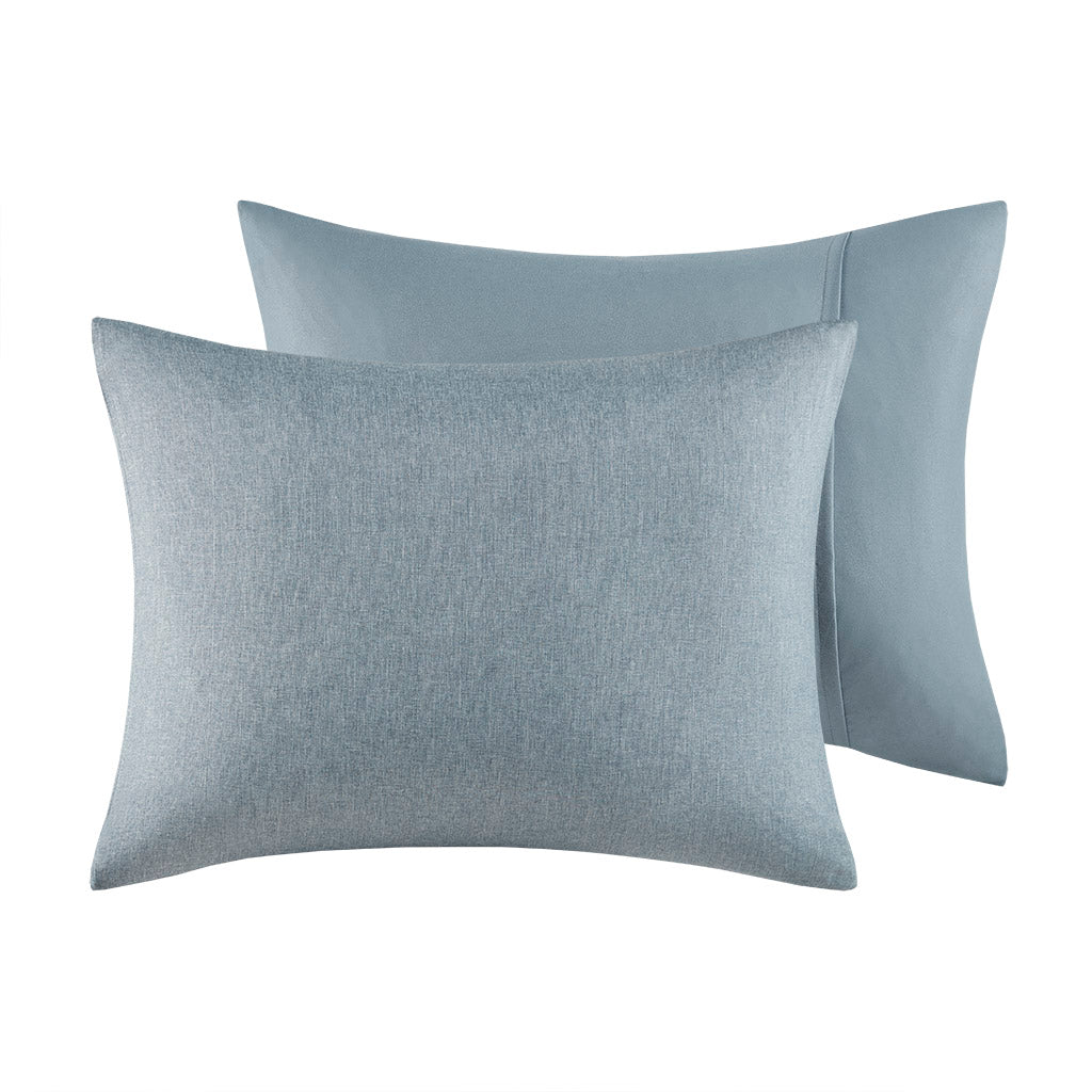 Embroidered Comforter Set Full Blue Polyester