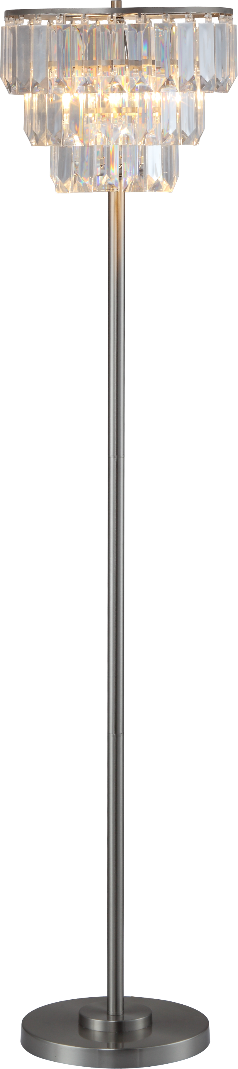 60.5"H Contemporary Crystal Shade Floor Lamp 1Pc Ctn 1.25 17.63 Brushed Nickel Metal