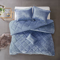 Velvet Comforter Set Full Blue Polyester