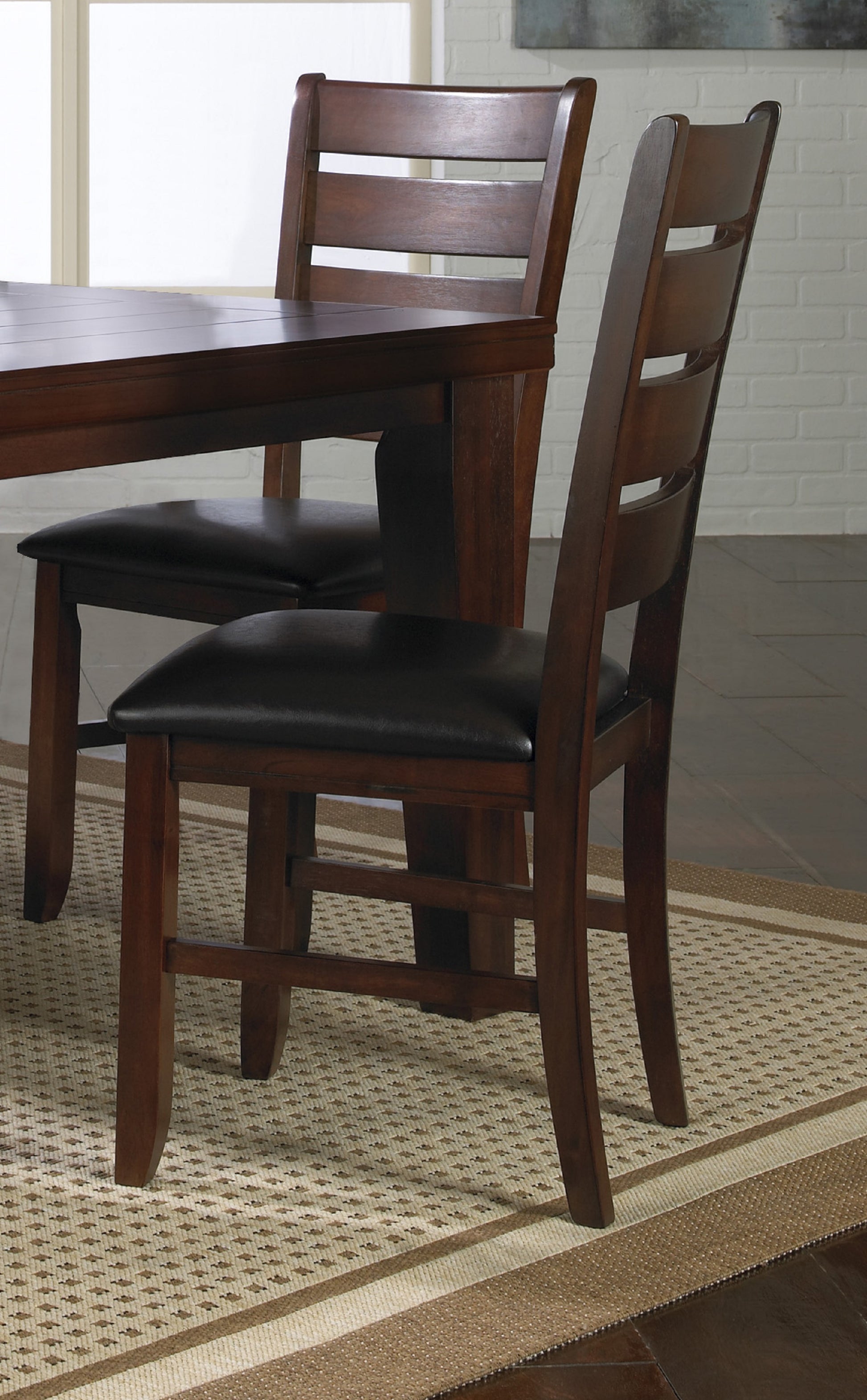 Contemporary Dining Chairs Set Of 2 Brown Espresso Finish Solid Wood Faux Leather Cushion Side Chairs Kitchen Dining Room Furniture Brown Solid Wood