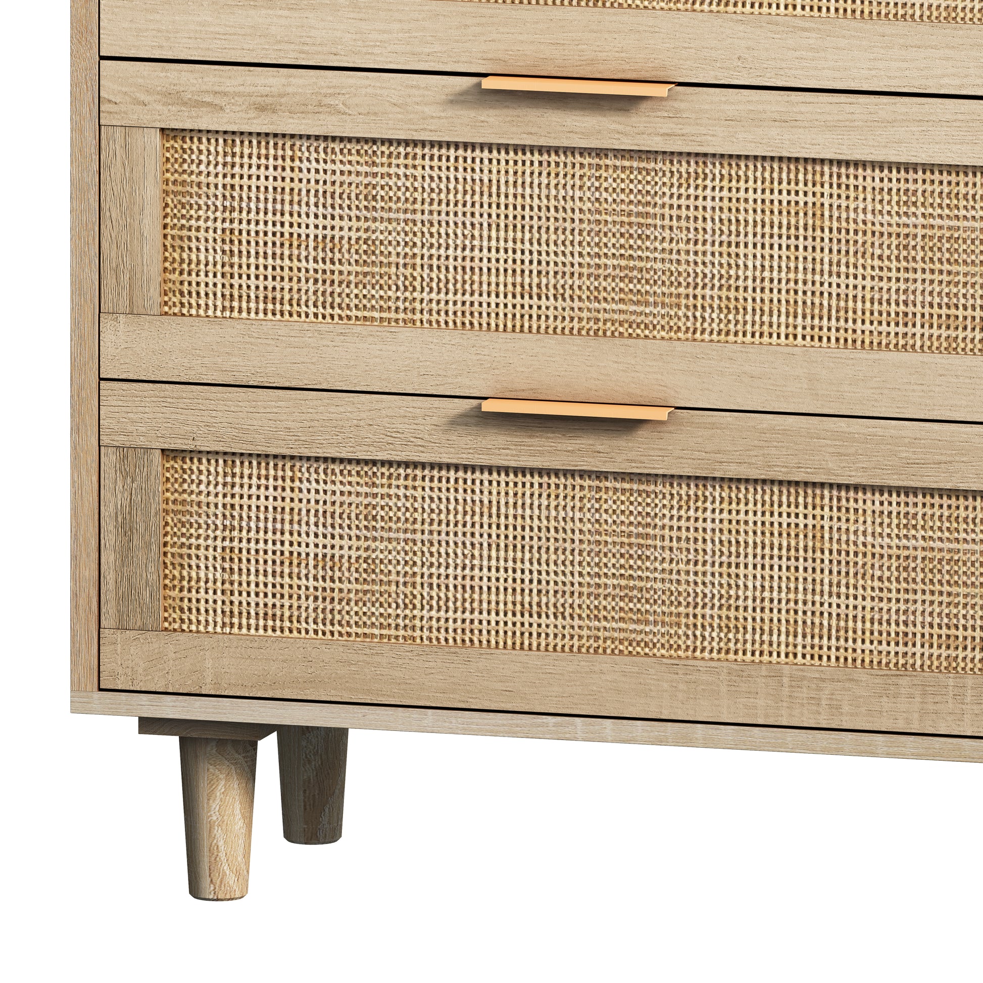 51.18"6 Drawers Rattan Storage Cabinet Rattan Drawer,For Bedroom,Living Room,Natural Same Sku:W757P198980 Natural Particle Board