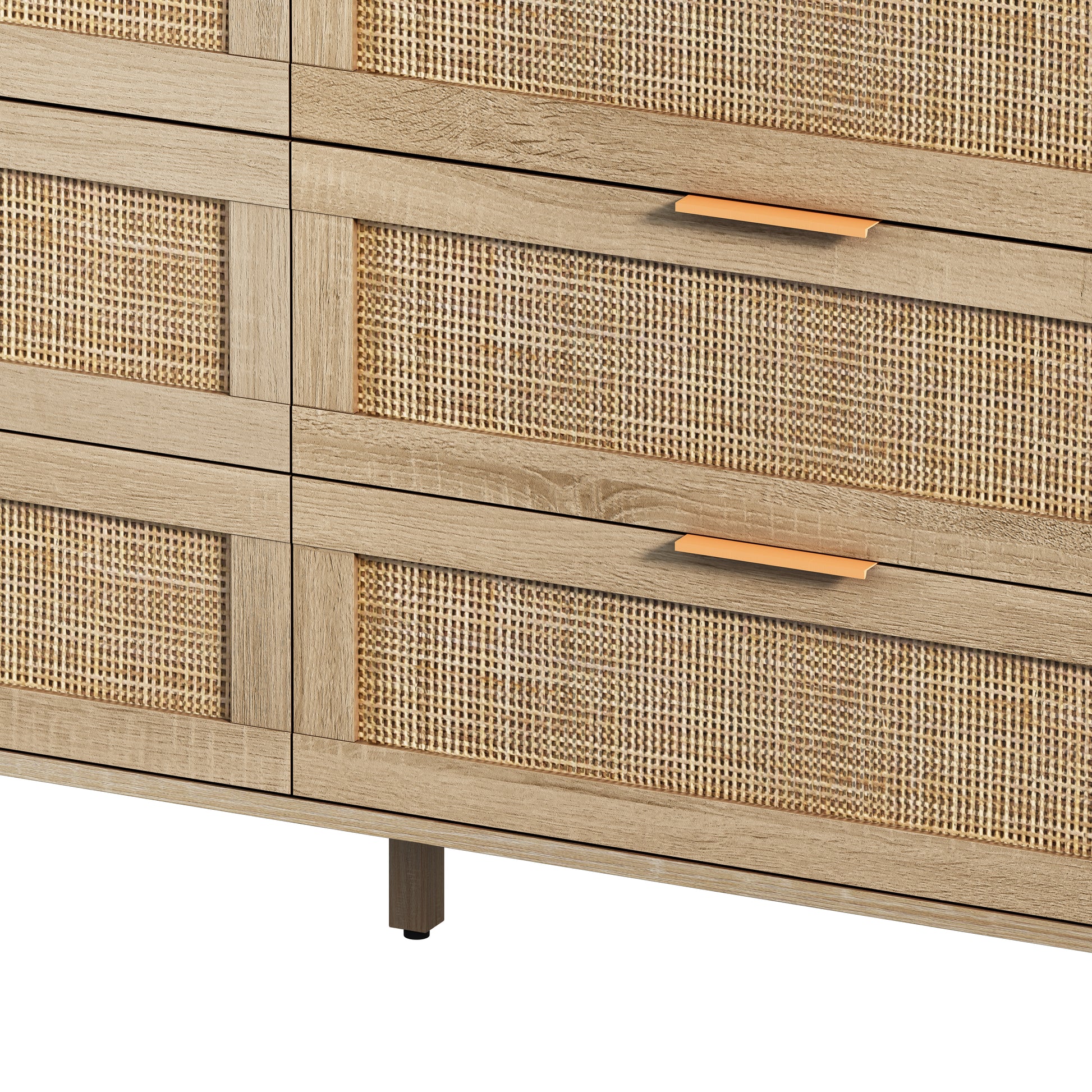 51.18"6 Drawers Rattan Storage Cabinet Rattan Drawer,For Bedroom,Living Room,Natural Same Sku:W757P198980 Natural Particle Board