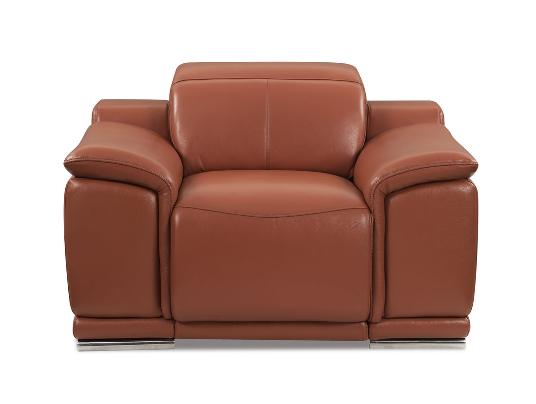 Genuine Italian Leather Power Reclining Chair Camel Foam Leather