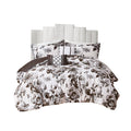 Floral Print Duvet Cover Set King White Black Microfiber