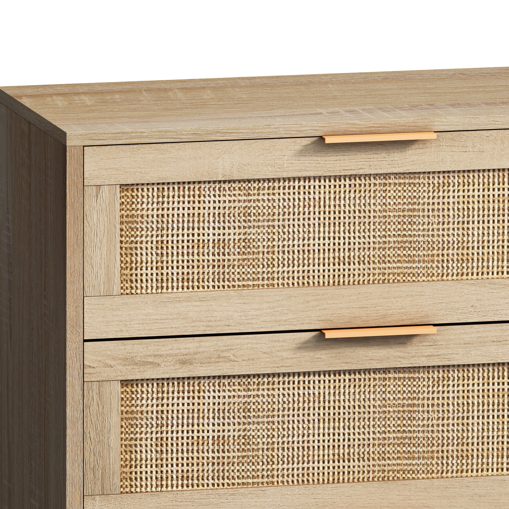 51.18"6 Drawers Rattan Storage Cabinet Rattan Drawer,For Bedroom,Living Room,Natural Same Sku:W757P198980 Natural Particle Board