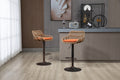 Coolmore Swivel Bar Stools Set Of 2 Adjustable Counter Height Chairs With Footrest For Kitchen, Dining Room 2Pc Set Orange Polyester