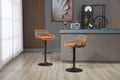 Coolmore Swivel Bar Stools Set Of 2 Adjustable Counter Height Chairs With Footrest For Kitchen, Dining Room 2Pc Set Orange Polyester