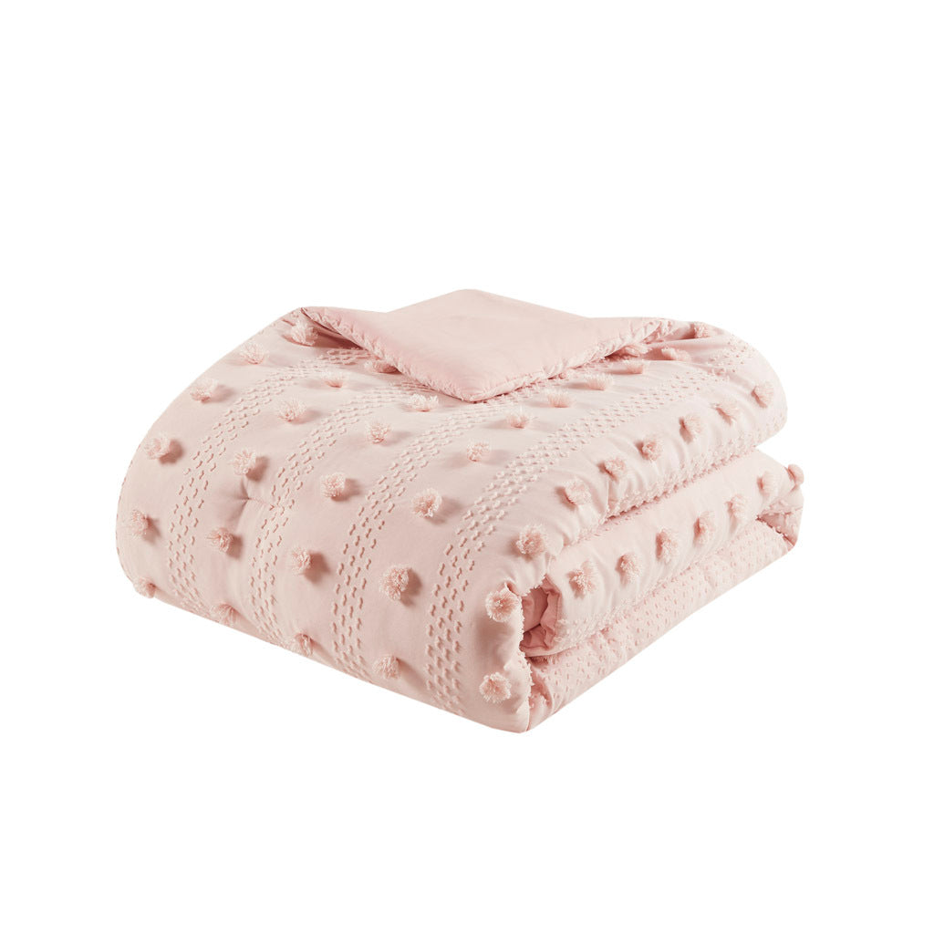 Clip Jacquard Comforter Set Full Pink Polyester