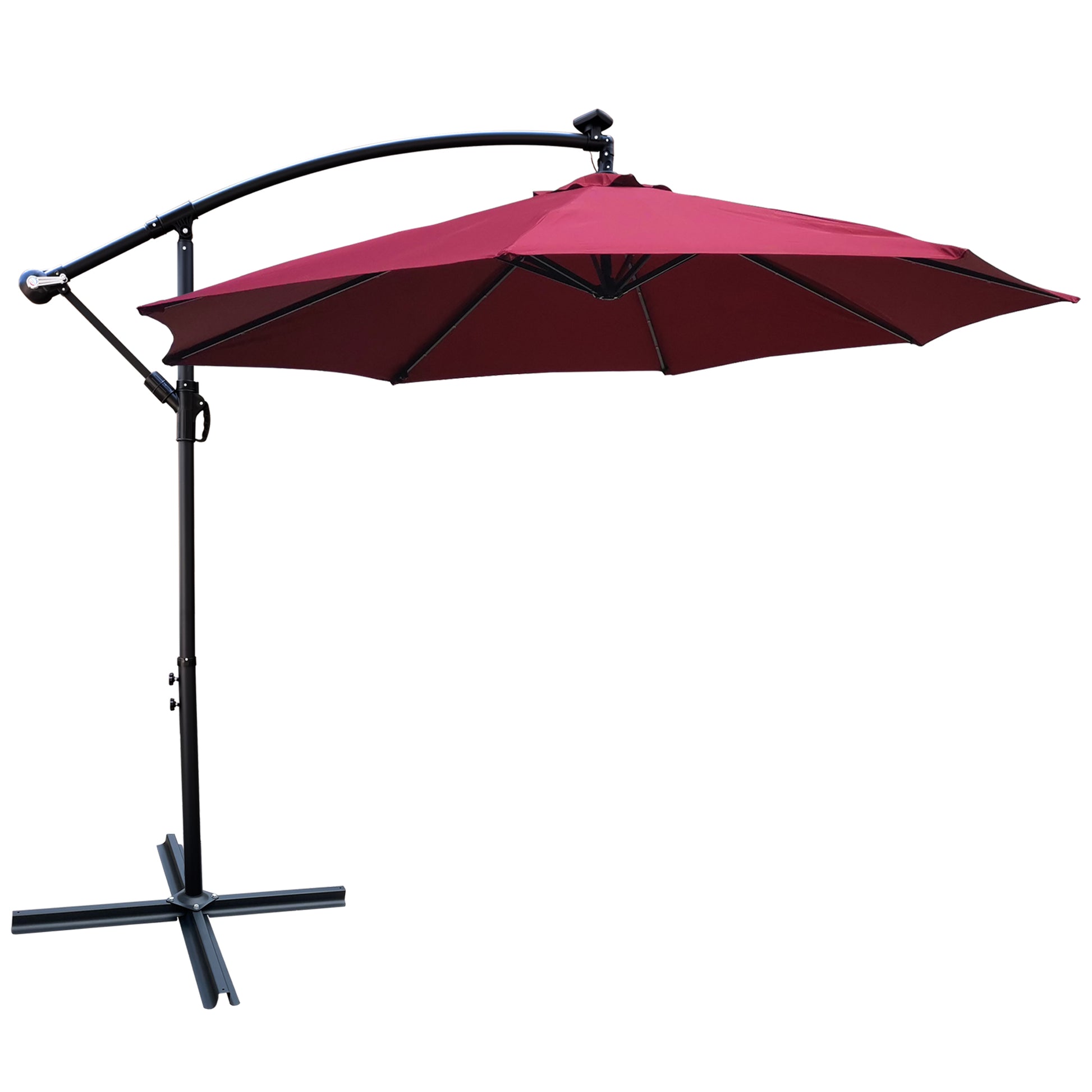 burgundy patio umbrella with lights 10 Ft Outdoor Patio Umbrella Solar Powered Led Lighted Sun Shade Marke