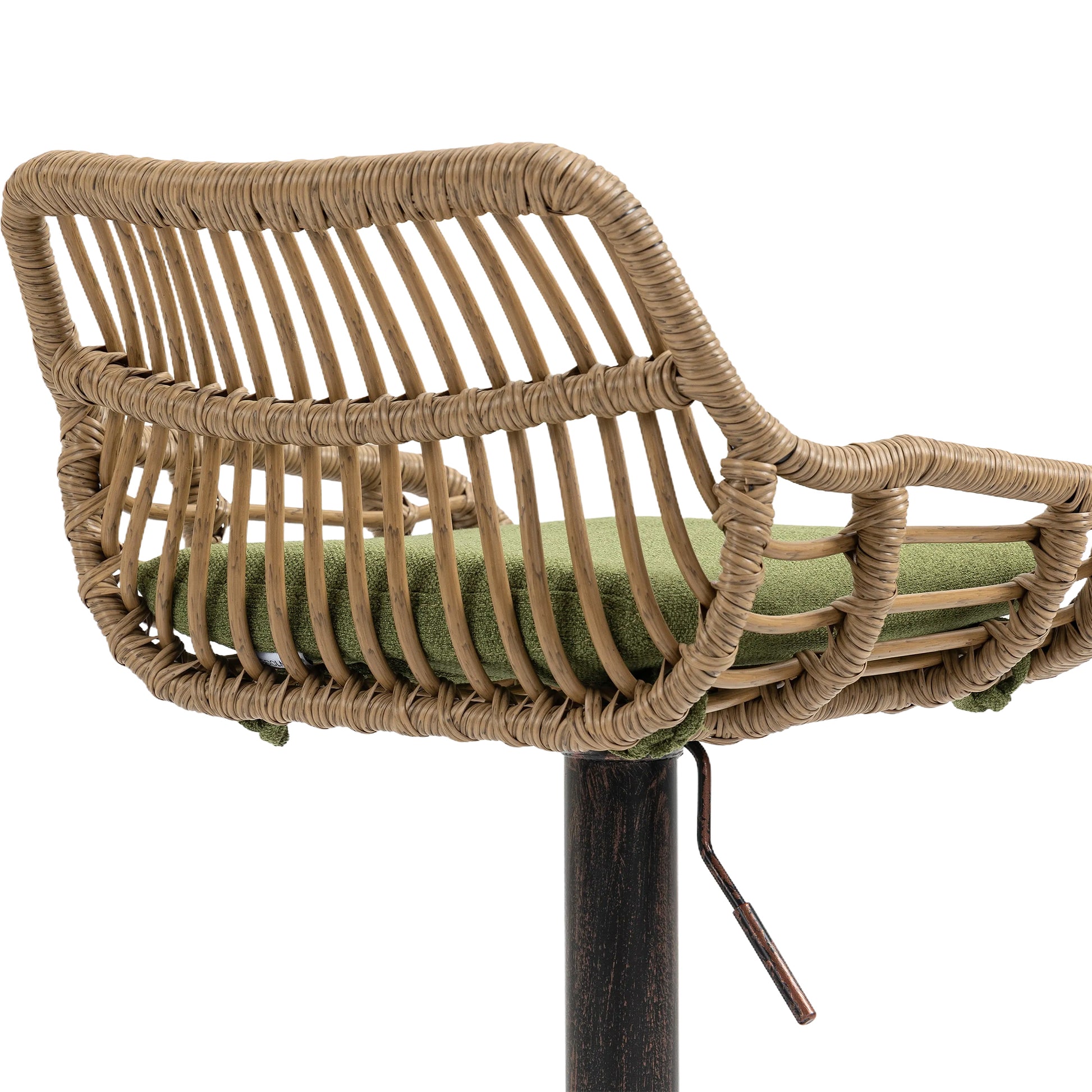 Coolmore Swivel Bar Stools Set Of 2 Adjustable Counter Height Chairs With Footrest For Kitchen, Dining Room 2Pc Set Green Polyester