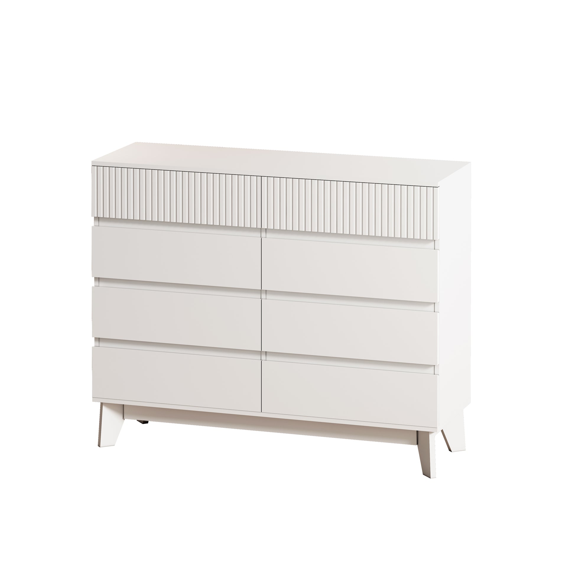 8 Drawer Storage Cabinet With Decorative Finish,For Bedroom,Living Room,Dining Room,Hallways,Easy Assembly White Mdf