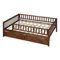 Full Size Daybed Wood Bed With Two Drawers, Walnut Full Walnut Solid Wood