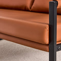 Modern Two Seater Sofa Chair With 2 Pillows Pu Leather, High Density Foam, Black Coated Metal Frame.Brown Sf D008 Brown Foam Pu 2 Seat