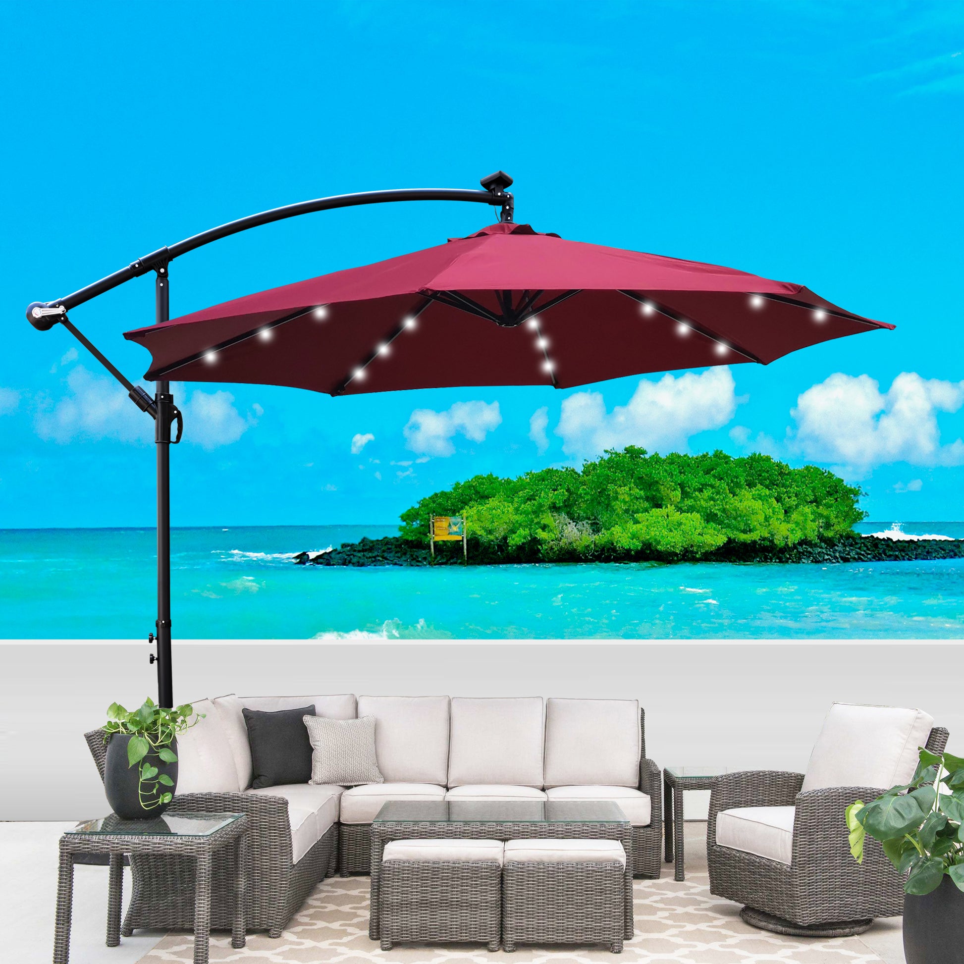 10 Ft Outdoor Patio Umbrella Solar Powered Led Lighted Sun Shade Market Waterproof 8 Ribs Umbrella With Crank And Cross Base For Garden Deck Backyard ... 10 Ft Outdoor Patio Umbrella Solar Powered Led Lighted Sun Shade Market Waterproof 8 Ribs Umbrella With Crank And Cross Base For Garden Deck Backyard ...