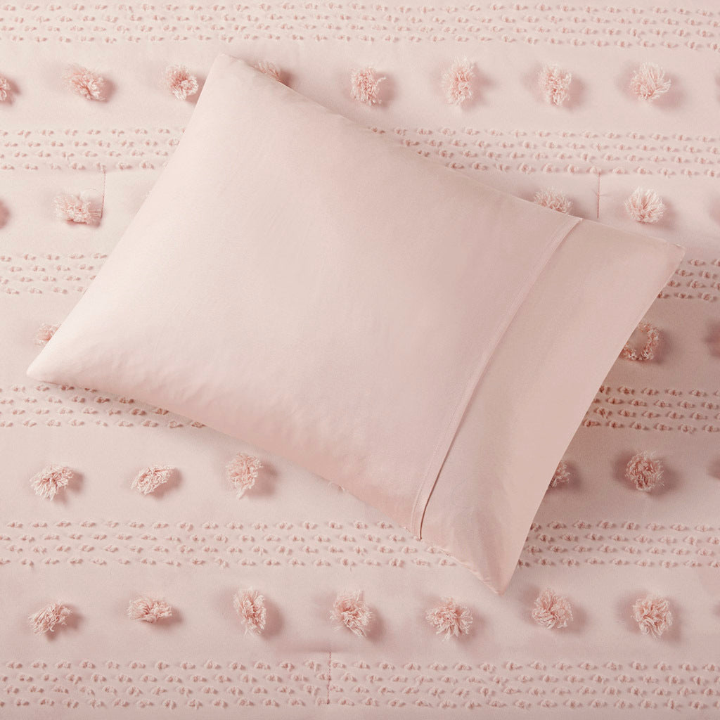 Clip Jacquard Comforter Set Full Pink Polyester