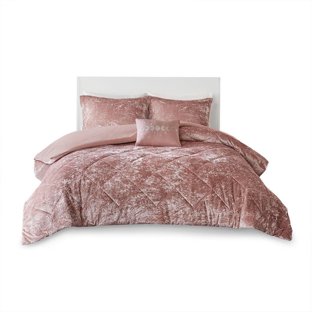 Velvet Duvet Cover Set Twin Blush Polyester