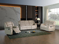 Transitional Microfiber Fabric Upholstered Loveseat Beige Foam Fabric