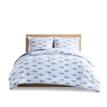 Cotton Cabana Stripe Reversible Comforter Set With Shark Reverse Full Navy Cotton